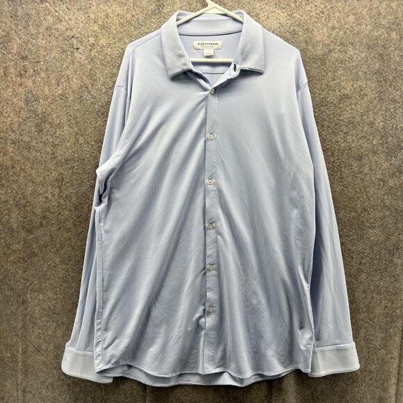 Mizzen+Main Shirt Mens 2XL Light Blue Trim Fit Stretch Performance Tech Dress - Picture 1 of 11